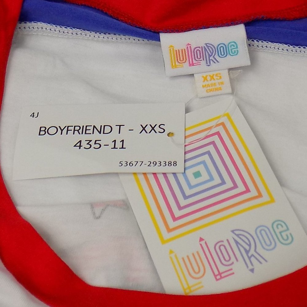 LuLaRoe Boyfriend T Shirt USA Design Size XXS NWT - Picture 5 of 7